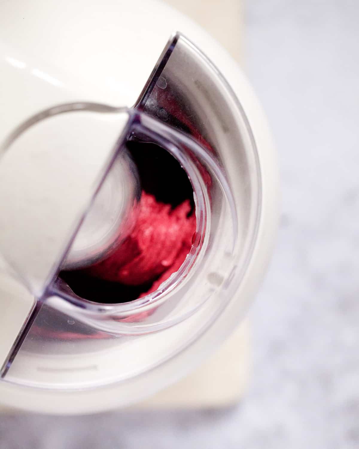 Sorbet churning in an ice cream machine