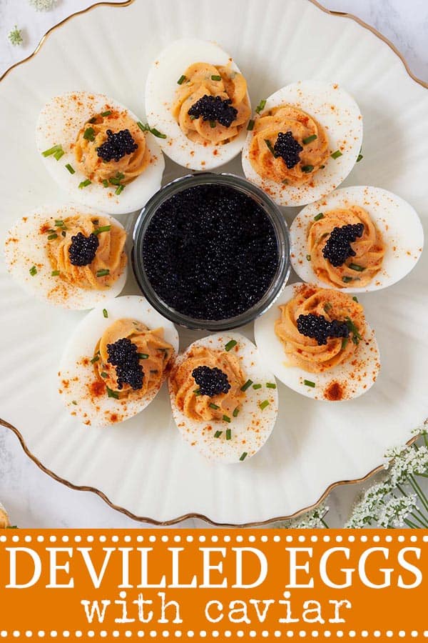 Devilled Eggs with Caviar Little Sugar Snaps