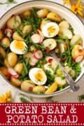 green bean and potato salad image with text overlay