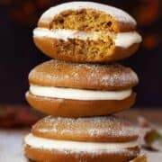 Close up of pumpkin whoopie pies - featured image.