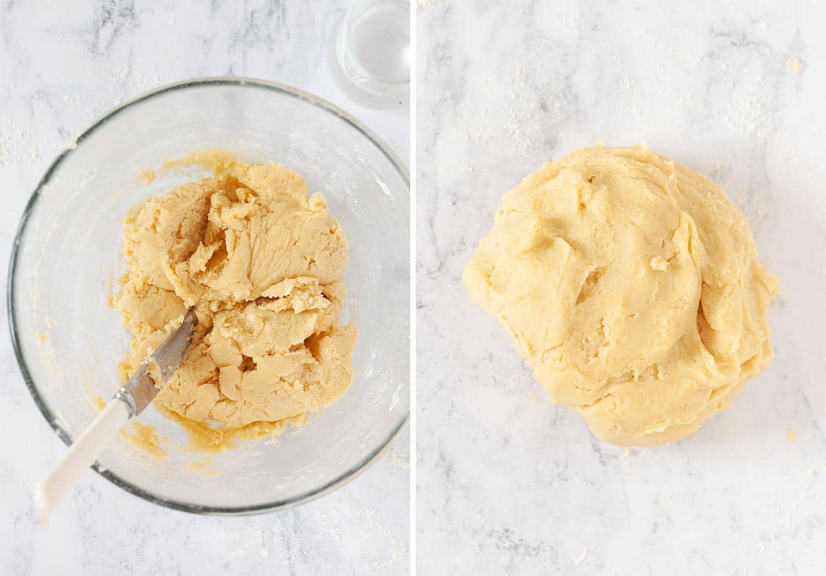 Collage of pastry dough just made