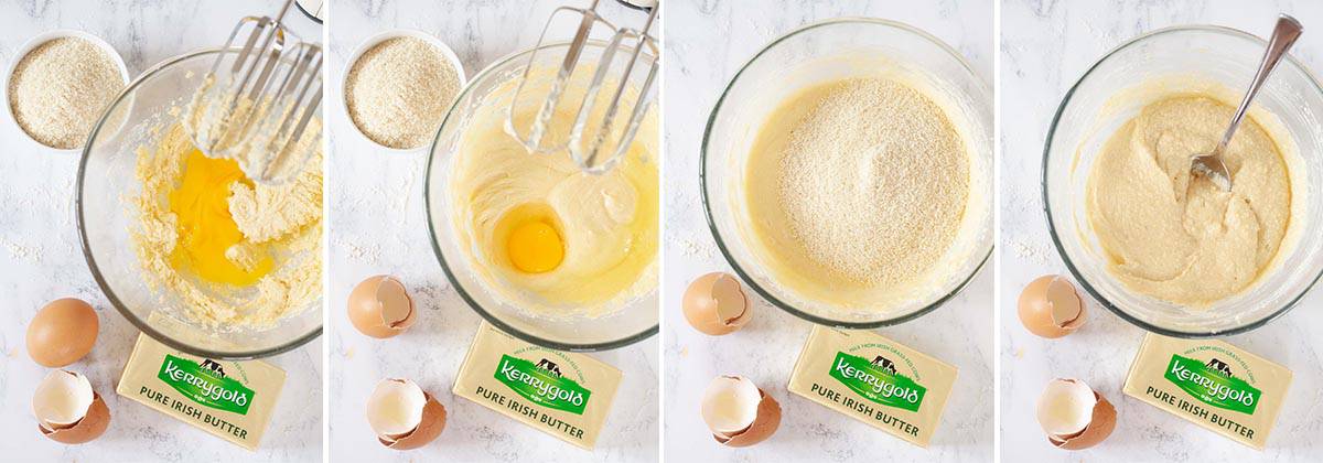 Collage of making frangipane cream