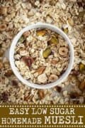 Nut and seed muesli with text overlay