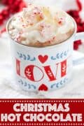 Christmas hot chocolate with text overlay