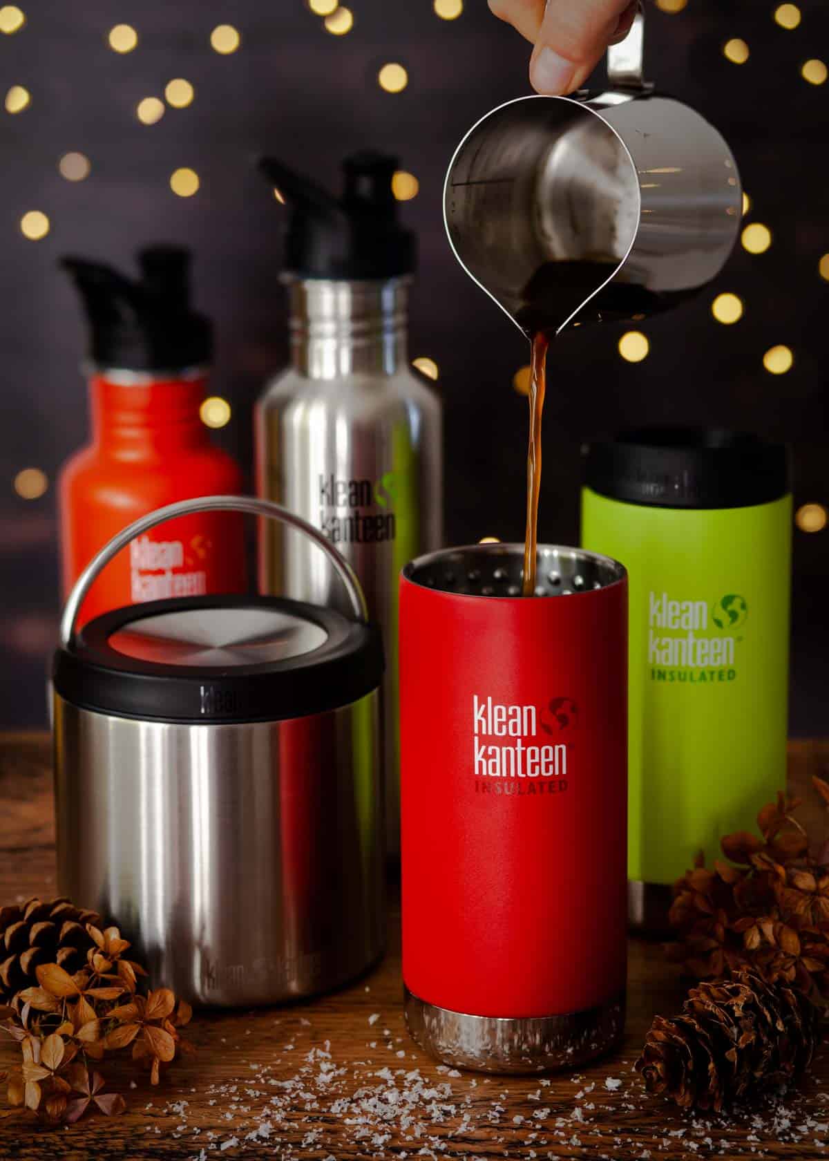 A collection of insulated drinks and food canisters