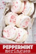 Peppermint meringue sandwiches with text overlay