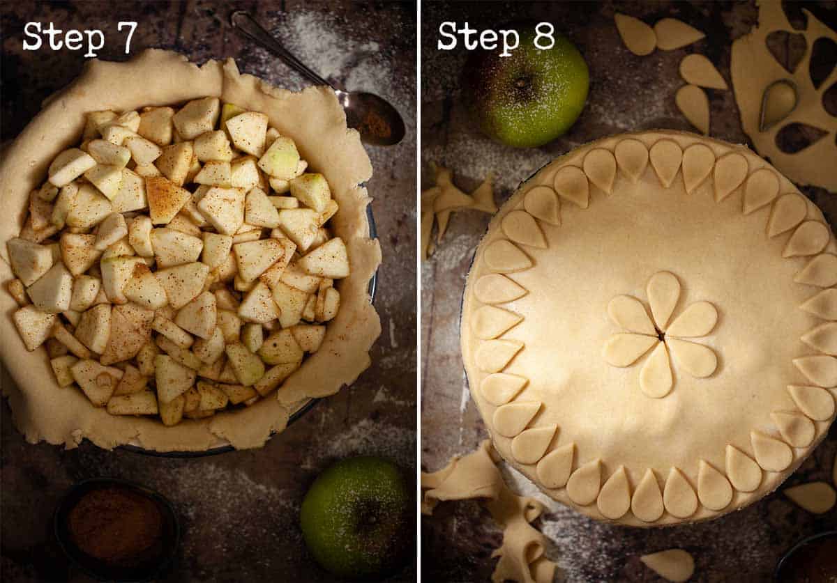 Collage of images for assembling and decorating a fruit dessert