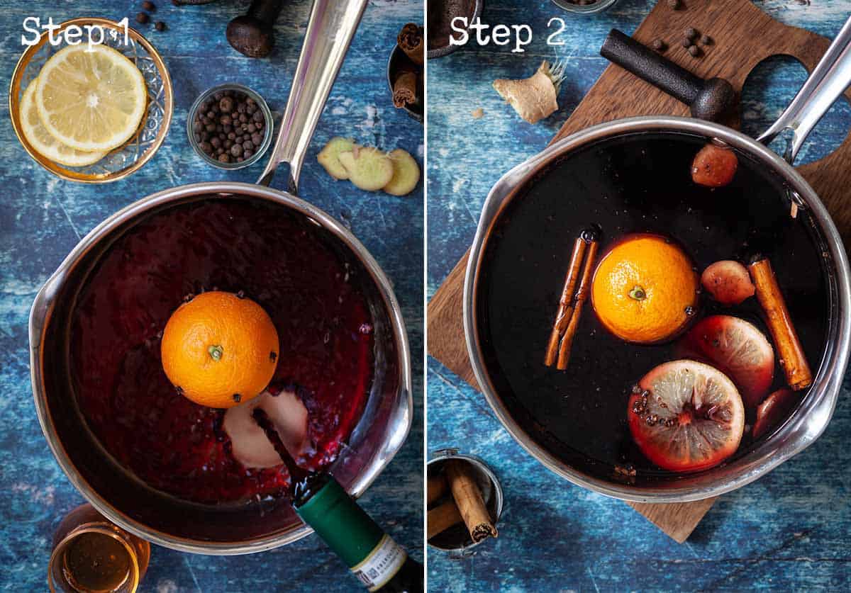 Step by Step images - making vin brulé