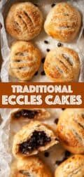 Collage of Eccles cakes photos with text overlay