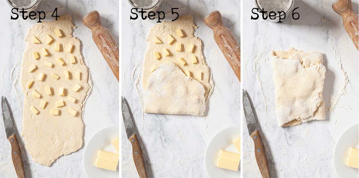 Step by step images: making flaky pastry