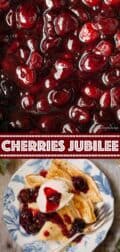 cherries jubilee collage of images with text overlay