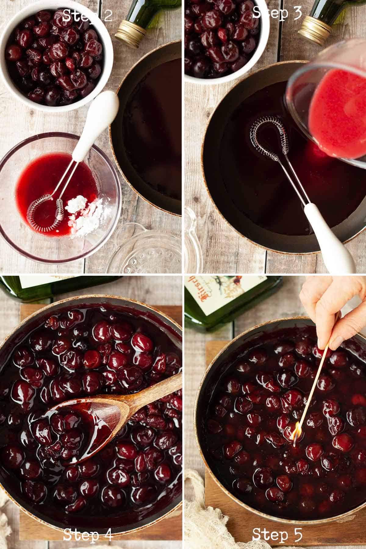 step by step image collage for making fruit sauce