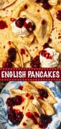 English pancakes collage with text overlay