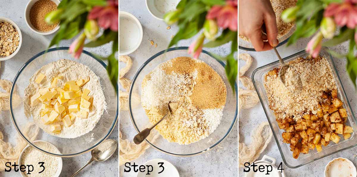 step by step image college for making a fruit crisp