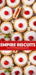 Overhead view of Empire Cookies with text overlay