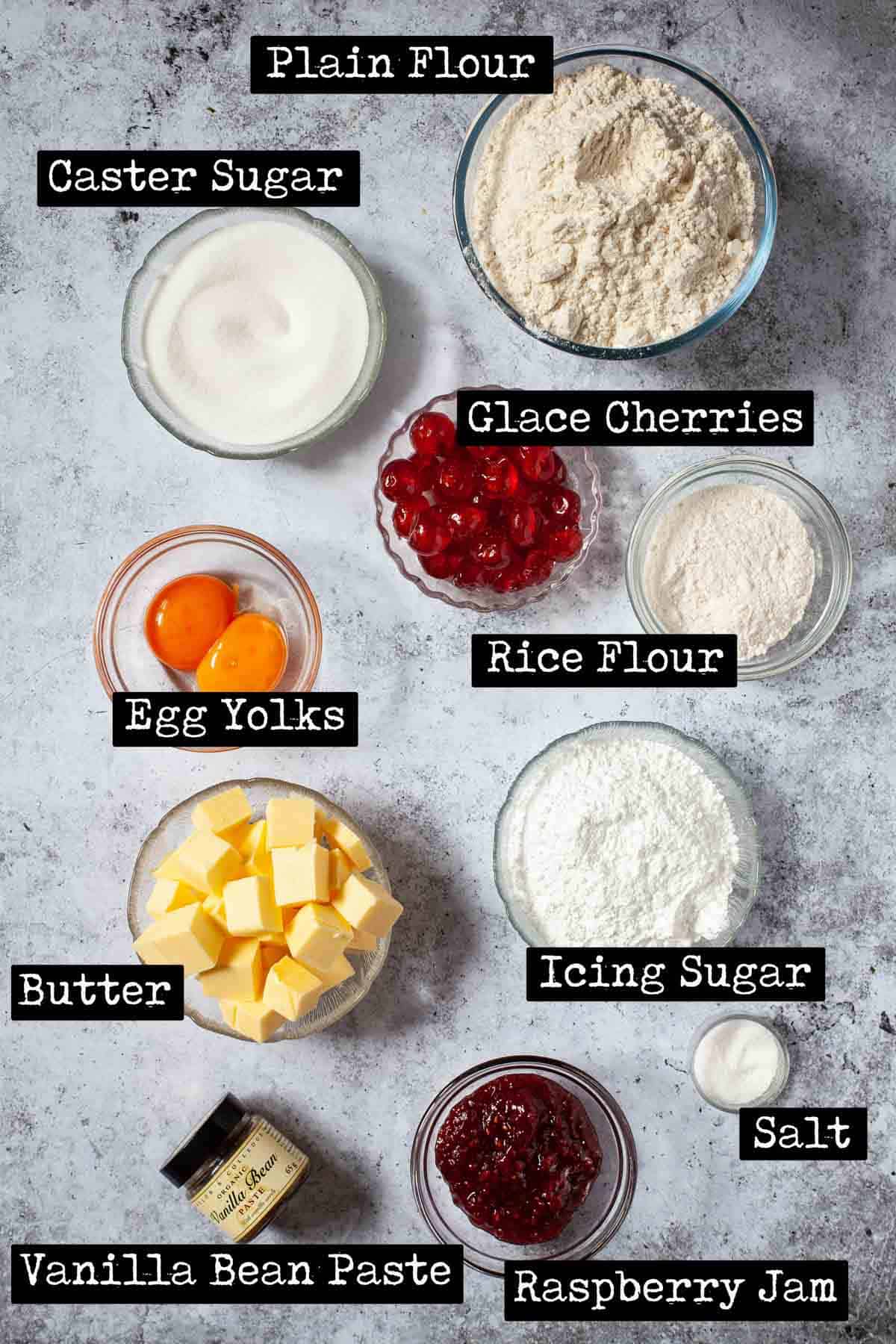 Ingredients for imperial cookies with text overlay