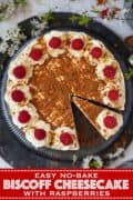 Biscoff cheesecake with text overlay