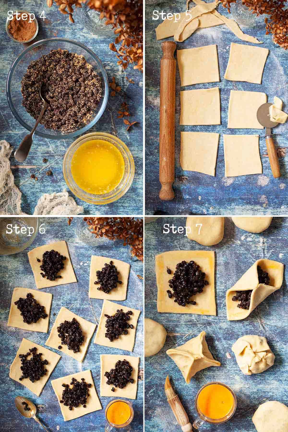 Collage of images showing Chorley Cakes being assembled