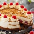 Biscoff cheesecake with raspberries - featured image