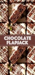 Chocolate flapjack with text overlay