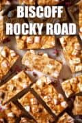 Biscoff rocky road with text overlay