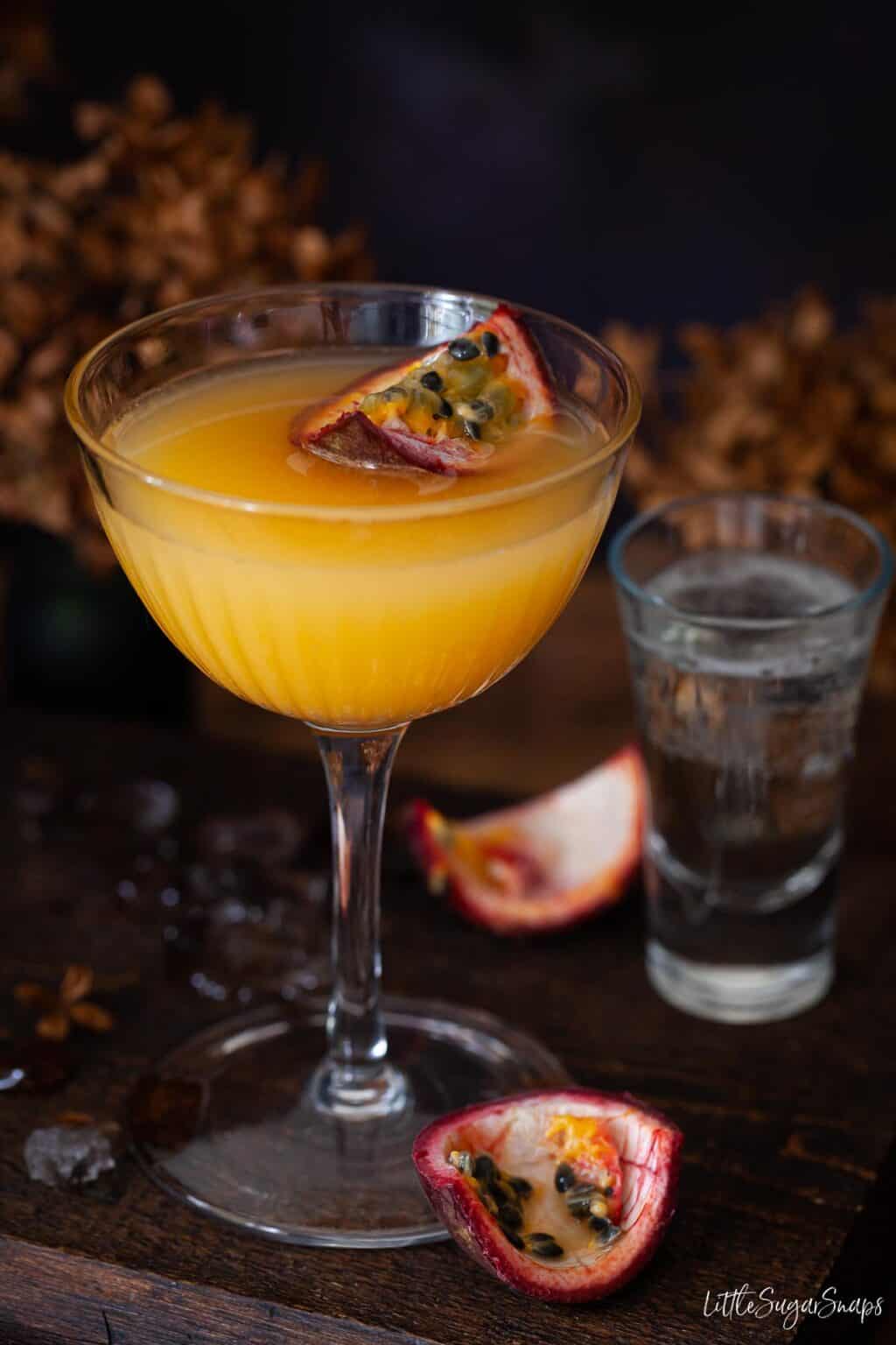 Easy Passionfruit Martini with Coconut Little Sugar Snaps