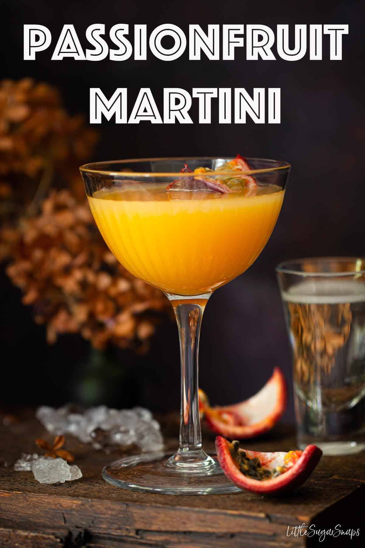 Passionfruit Martini with Coconut Little Sugar Snaps