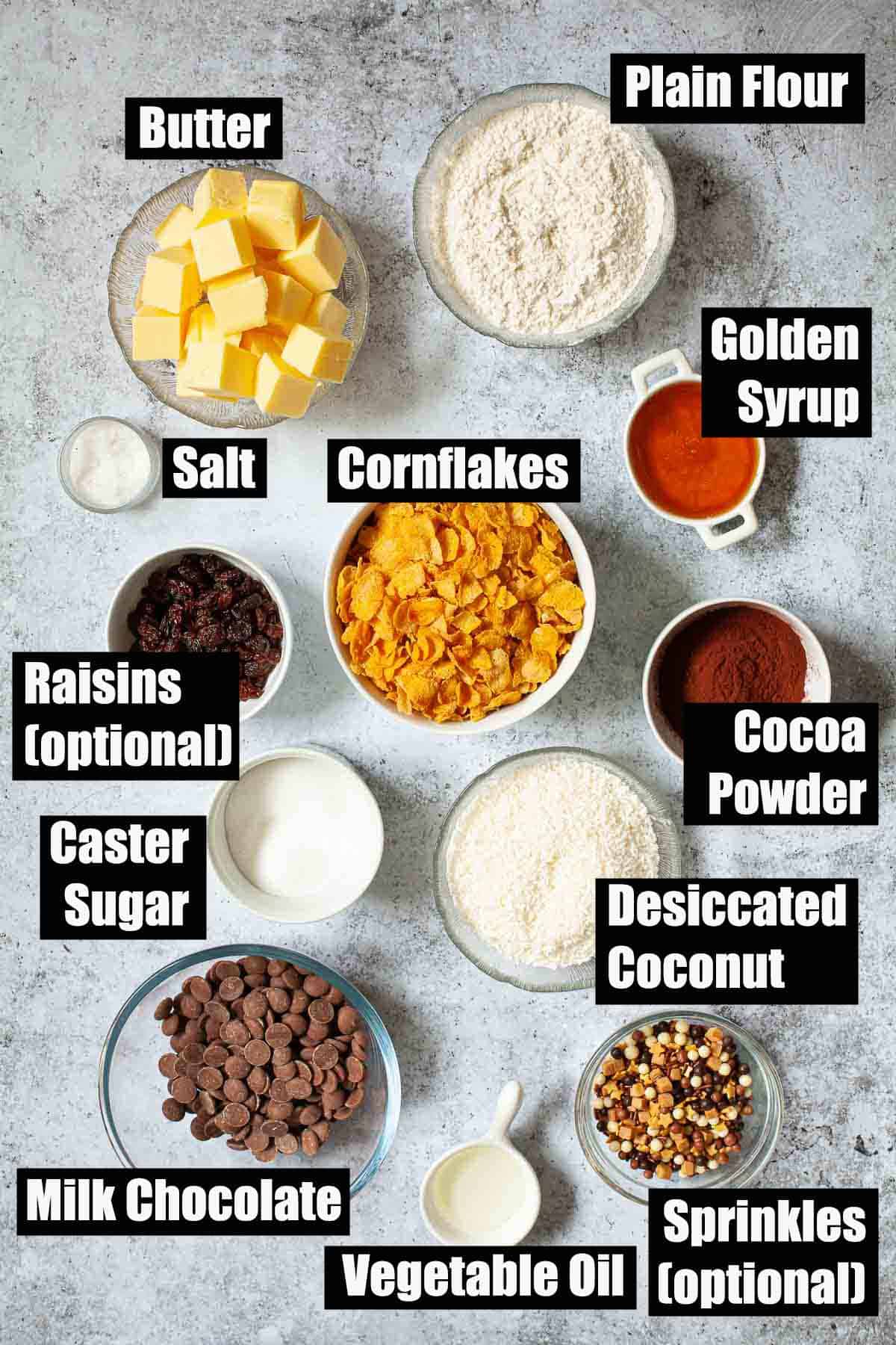 Ingredients for Australian Crunchie with text overlay