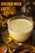 Golden Milk Turmeric Latte with text overlay