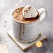Earl Grey infused drinking chocolate with whipped cream.