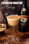 An expresso martini with Baileys plus text overlay.