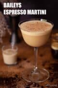 A Baileys espresso martini with text overlay.