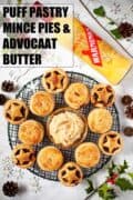Puff Pastry Mince Pies with Advocaat Butter and text overlay.
