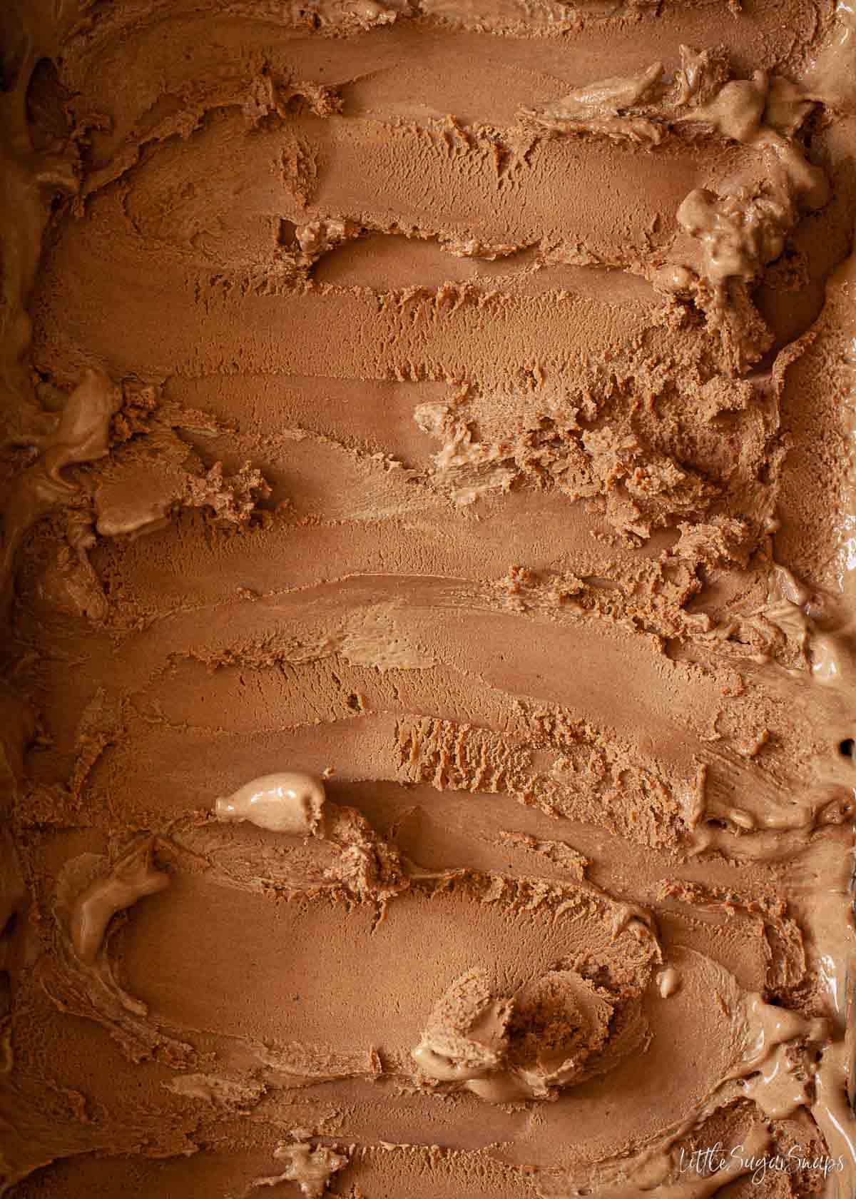 Close up of double chocolate ice cream.