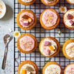 Close-up of fairy cakes on a baking tray.