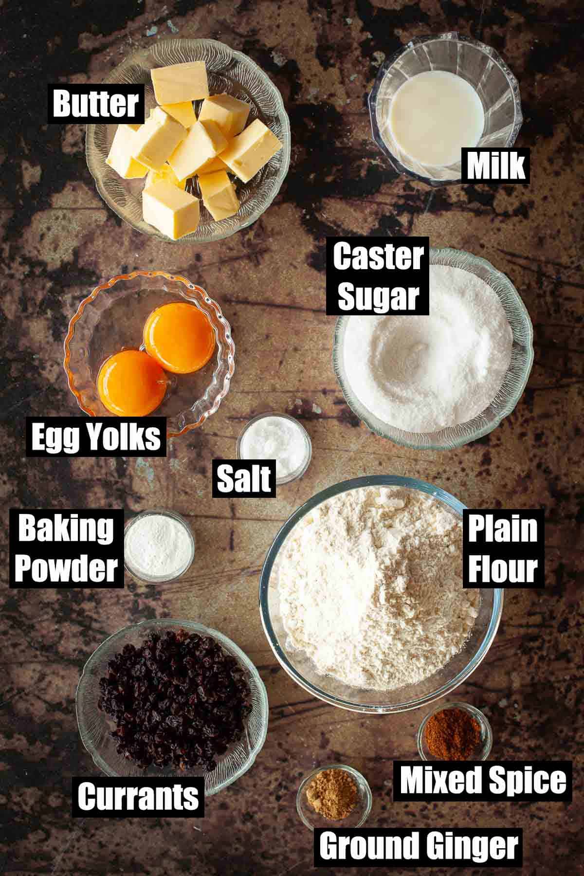 Ingredients for a classic British bake for all saints day.