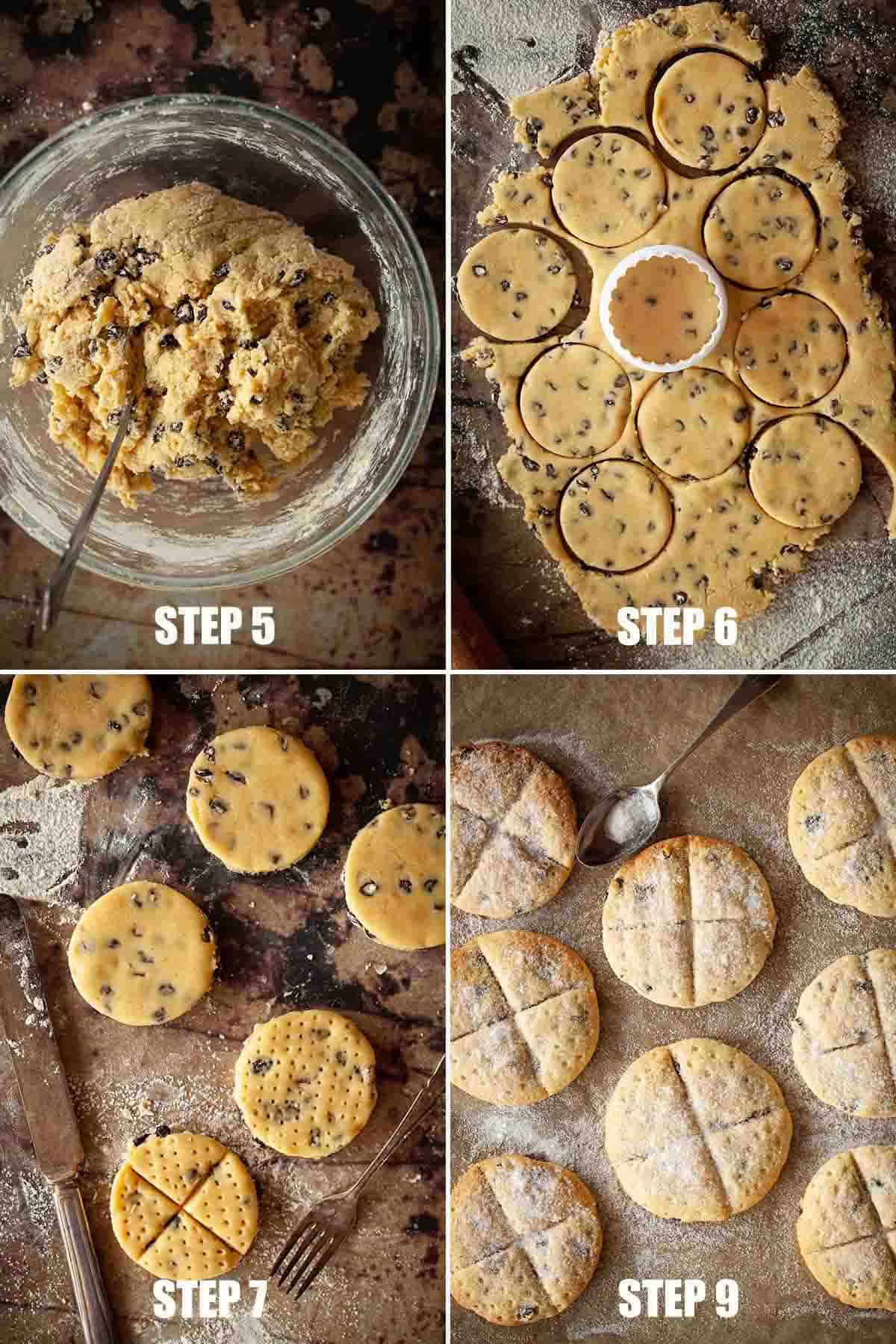 Collage of images showing a traditional English recipe for allhallowtide being made.