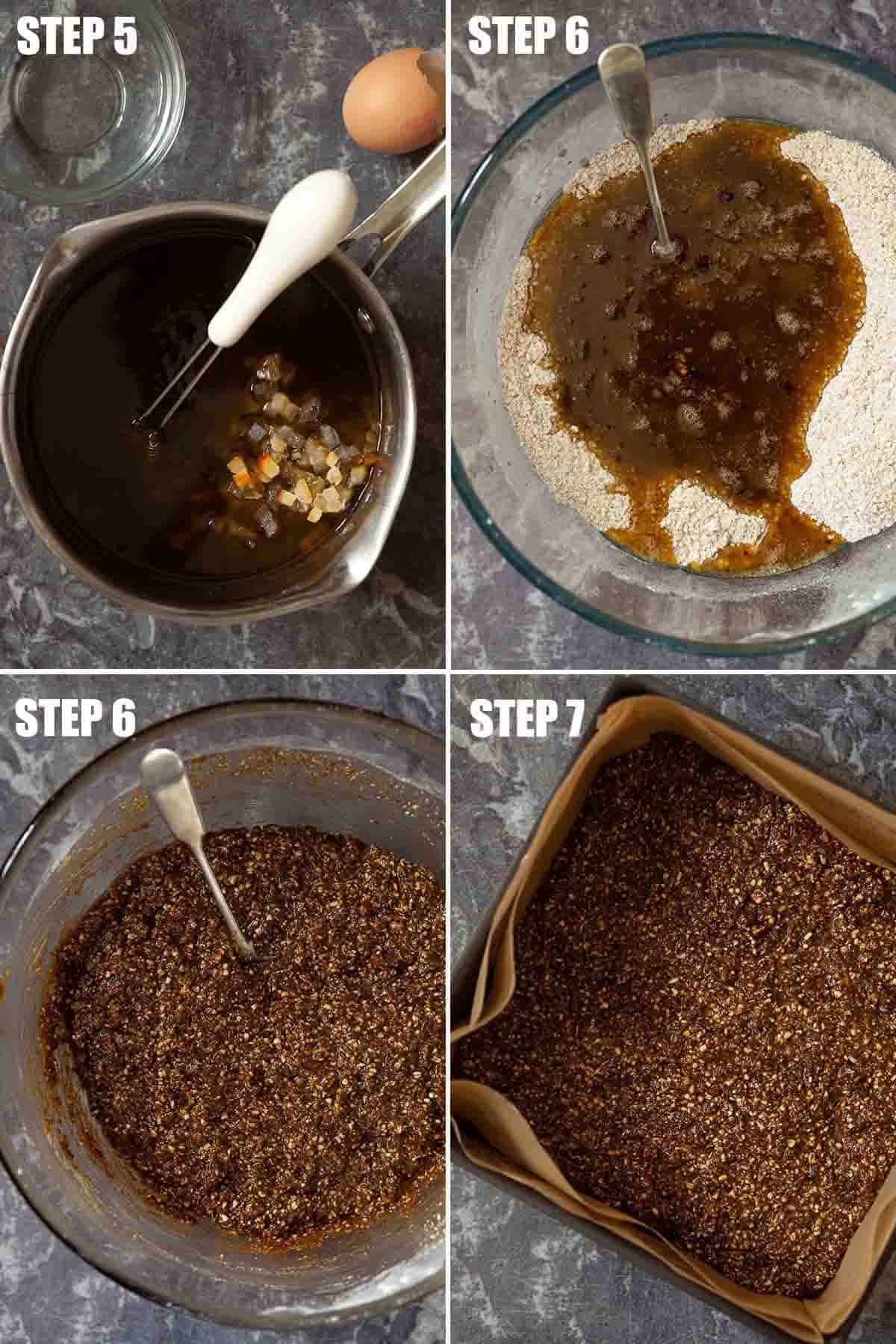 Collage of images showing British parkin being made.