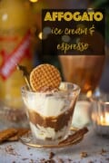 A vanilla ice cream, espresso and advocaat dessert with text overlay.