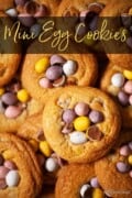 Labelled image of lots of cookies topped with Cadbury Mini Eggs