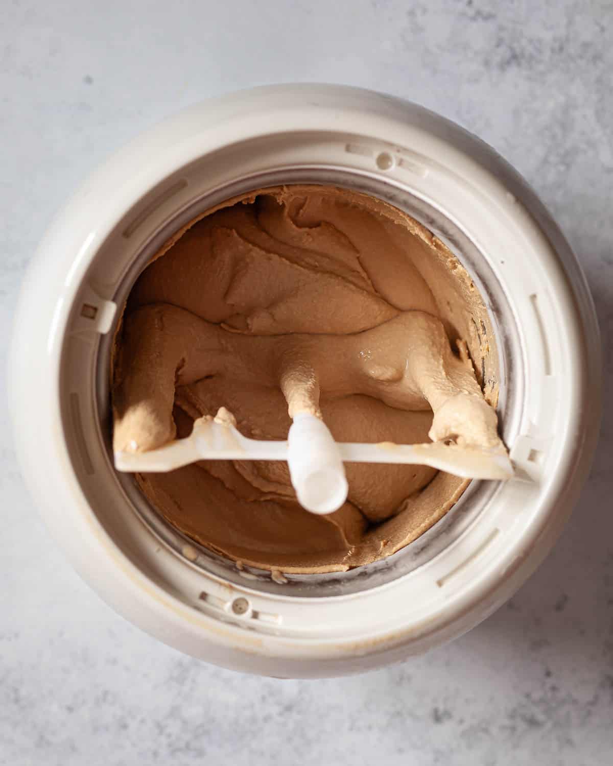 Ice cream in an churner.
