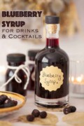 Labelled image of blueberry cocktail syrup.