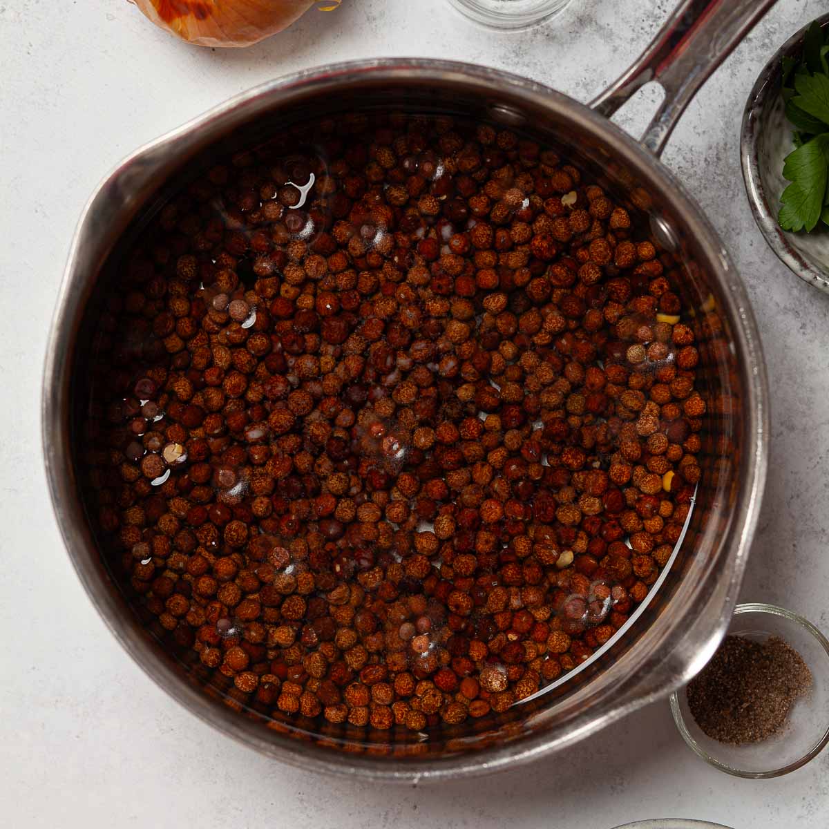 Carlin peas soaking in water.