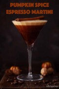 Pumpkin spice coffee cocktail with text overlay.