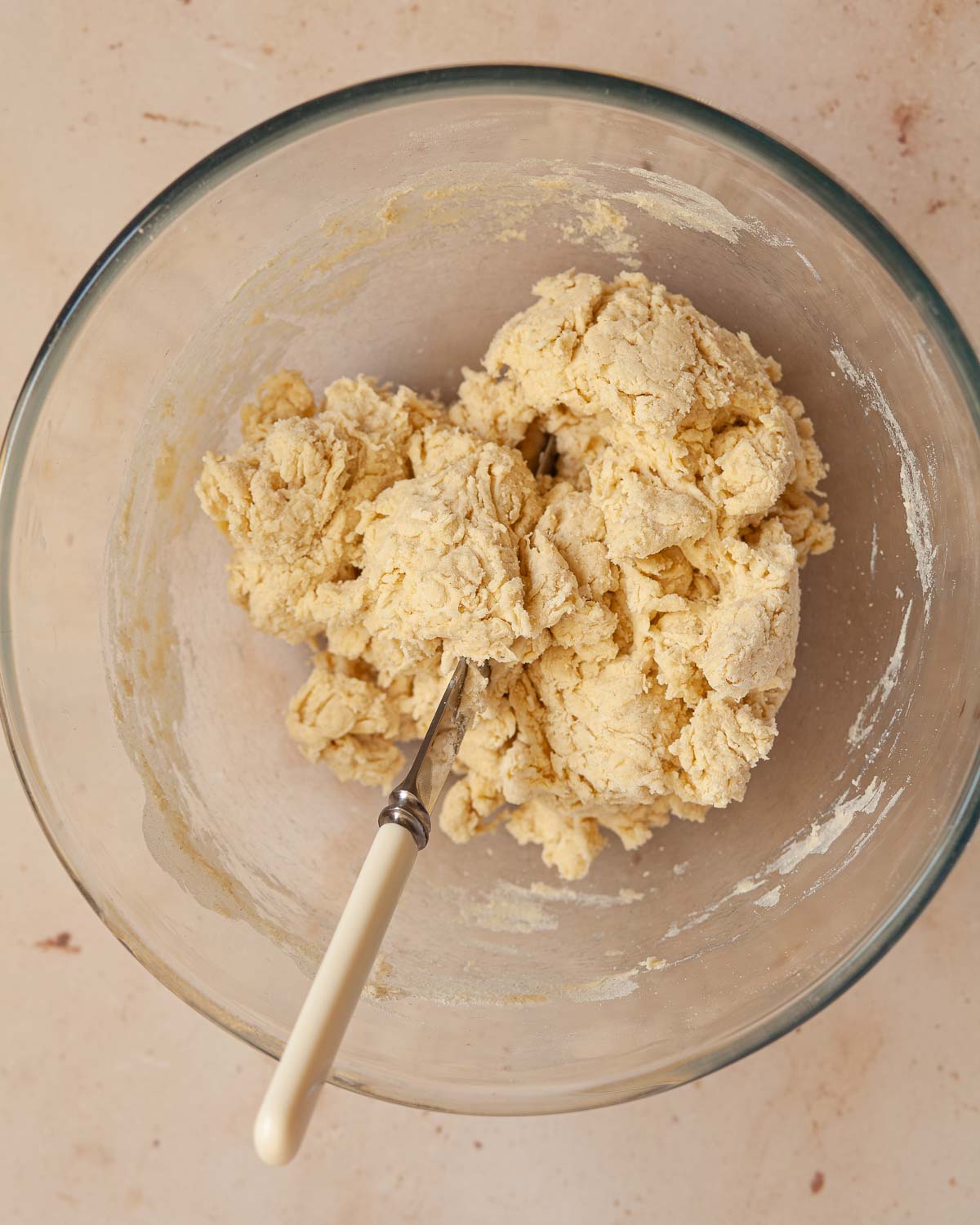 Pastry dough in a mixing bowl.