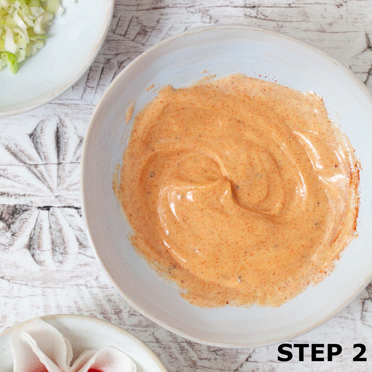 Paprika mayonnaise in a small bowl.